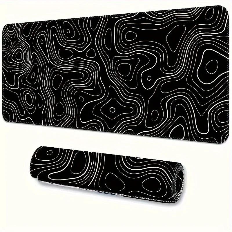 Extended gaming mouse pad - large black mouse pad with stitched edges and non-slip rubber base