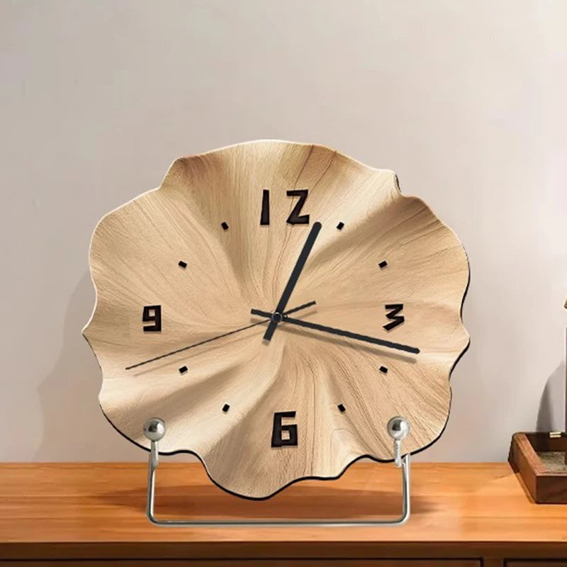 Modern silent desk clock - elegant black frame with white face, made from glass and crystal