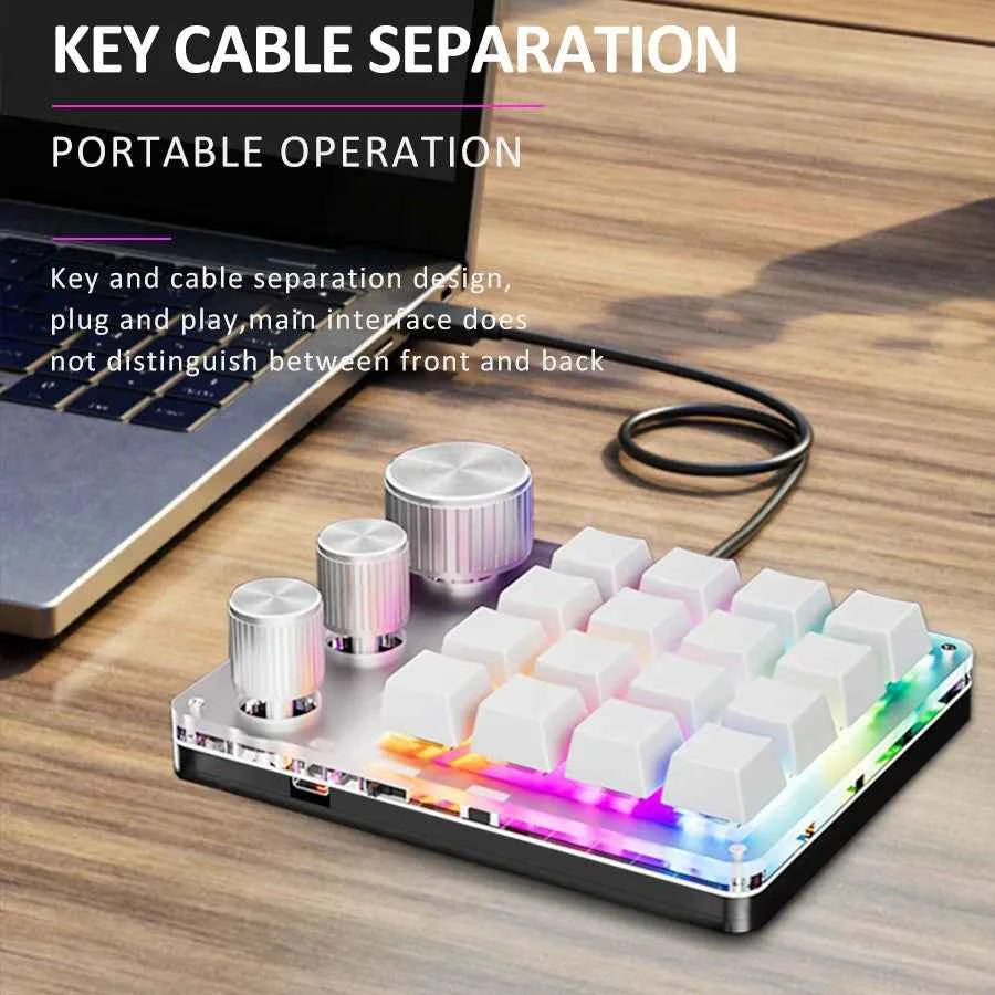 16 Keys 3 Knobs Mechanical Gaming Keyboard USB Wired Bluetooth-Support/ 2.4G Programming Macro Keyboard Custom Hot-swap Keypad