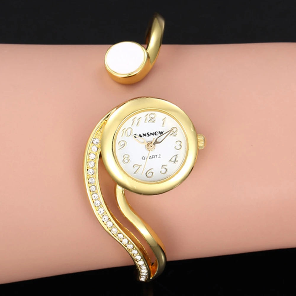 Elegant Ladies Quartz Watch - Rhinestone Stainless Steel