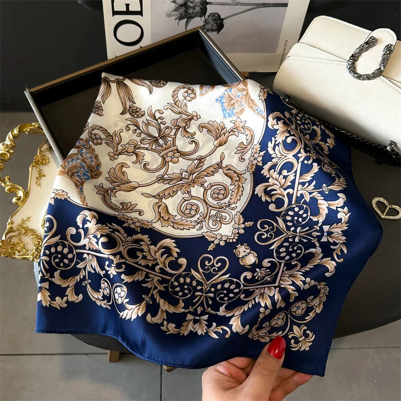 Luxury Silk Scarf - 70x70cm Square Shawl & Headband