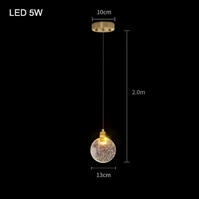 Modern Crystal Pendant Lamp - Elegant Bedside Hanging Lighting