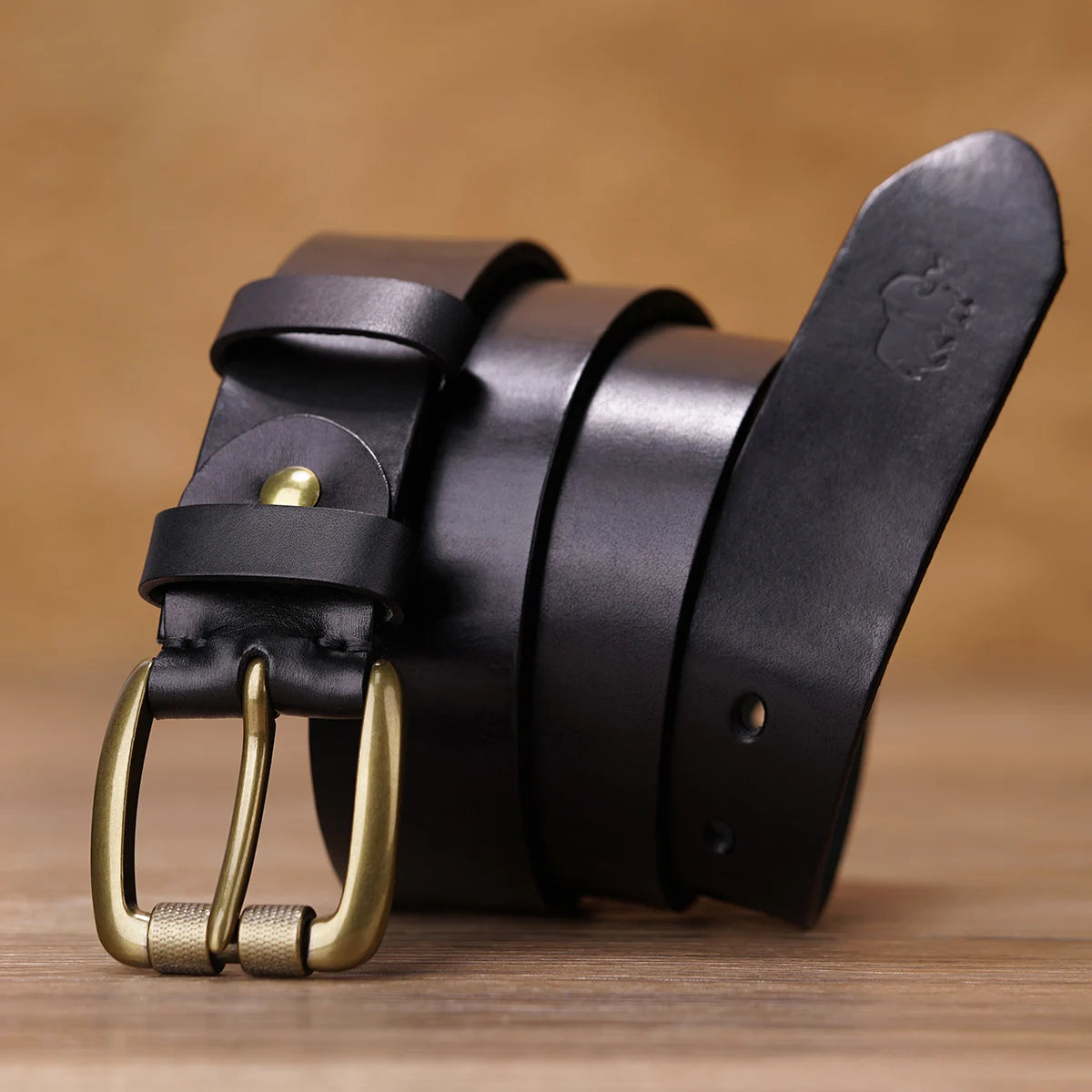 Premium Cowskin Leather Belt - Vintage Pin Buckle