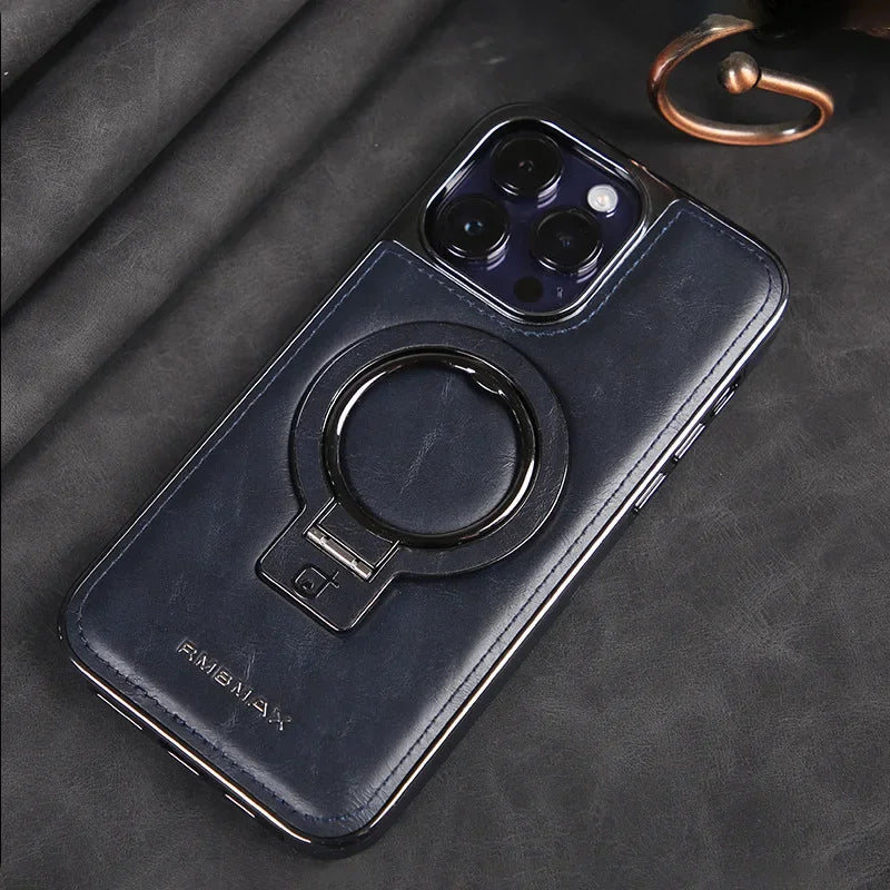 Premium Leather iPhone Case - Magnetic & Kickstand
