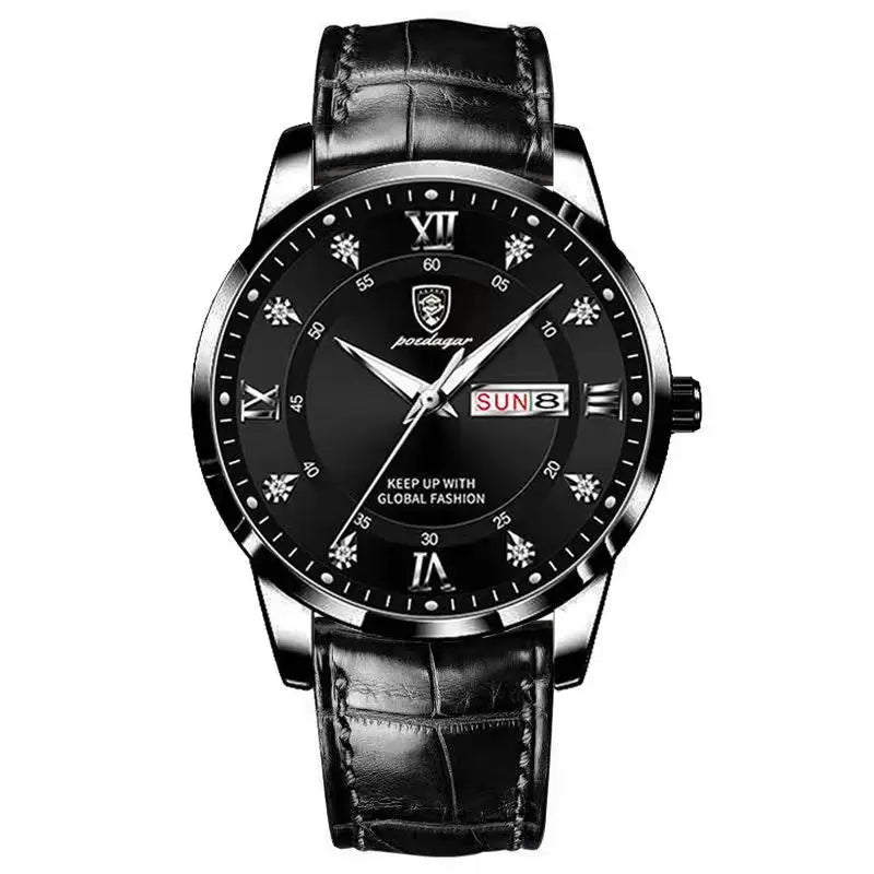 Luxury Men's Quartz Watch - Waterproof & Luminous Leather