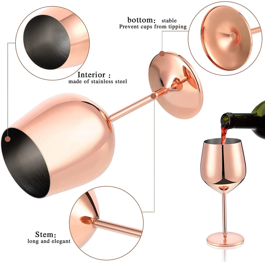 Premium Unbreakable Wine Glasses - Stainless Steel Stemware