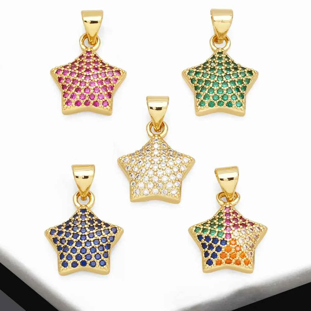 Elegant Crystal Star Charms - Gold Plated DIY Jewelry Supplies