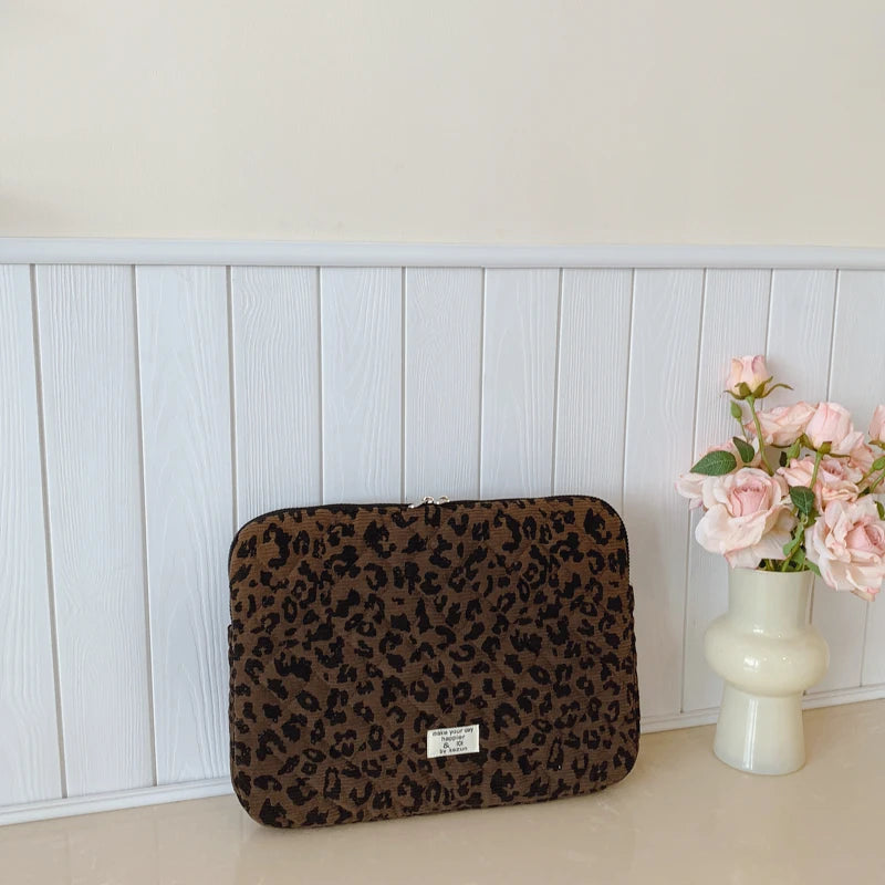 Premium Leopard Print Laptop Sleeve - Fits 11-15 Inch Laptops