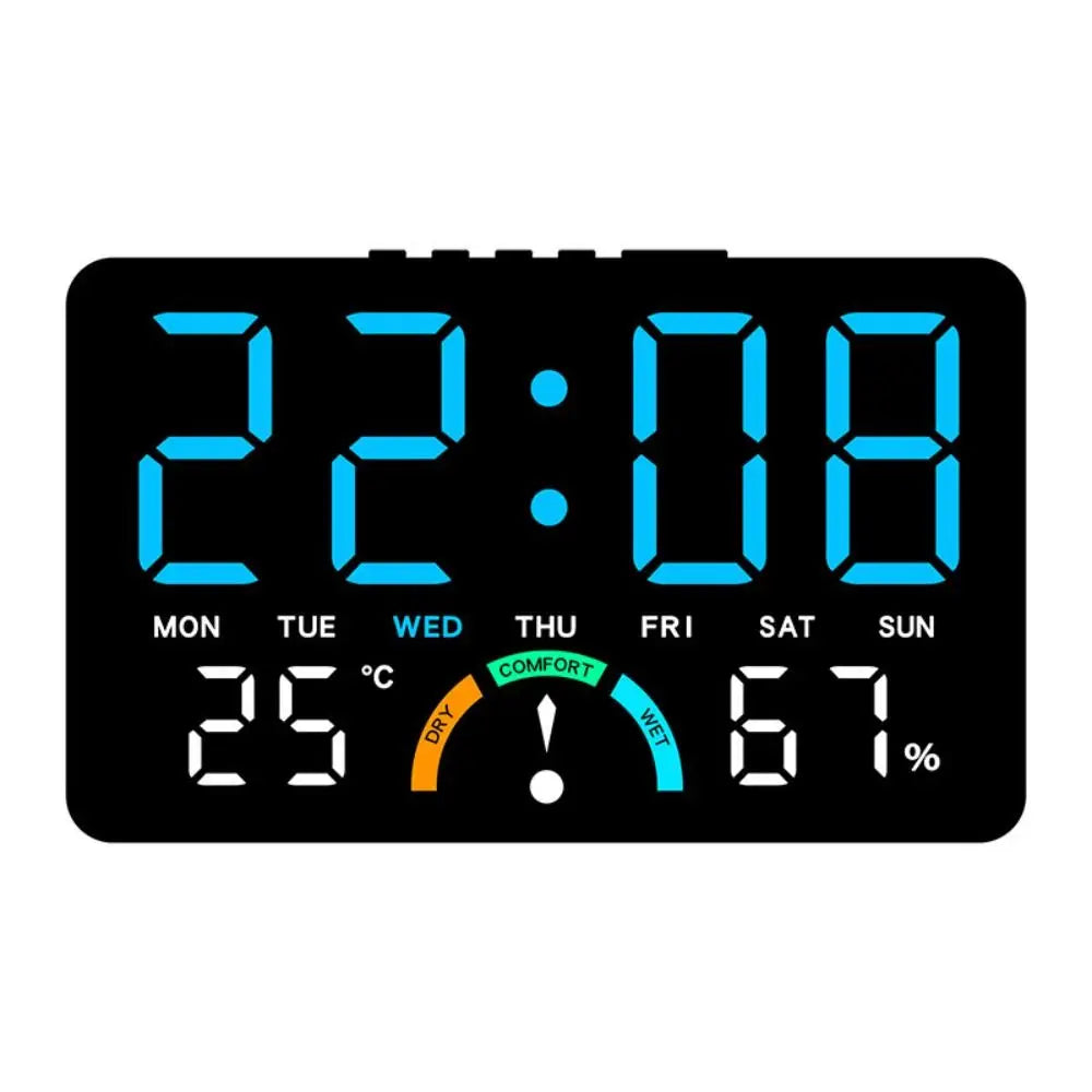 Premium Digital LED Wall Clock - Voice Control & Temperature Display