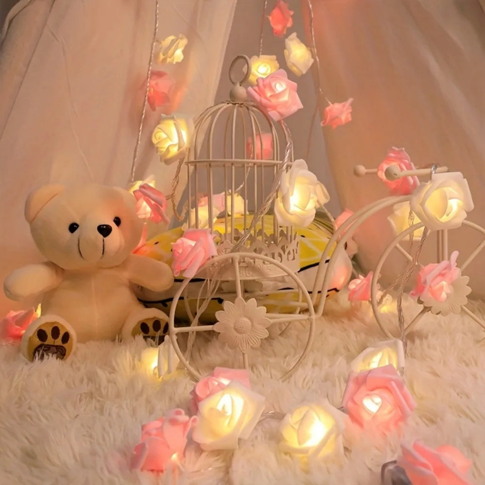 Elegant Rose String Lights - White & Pink
