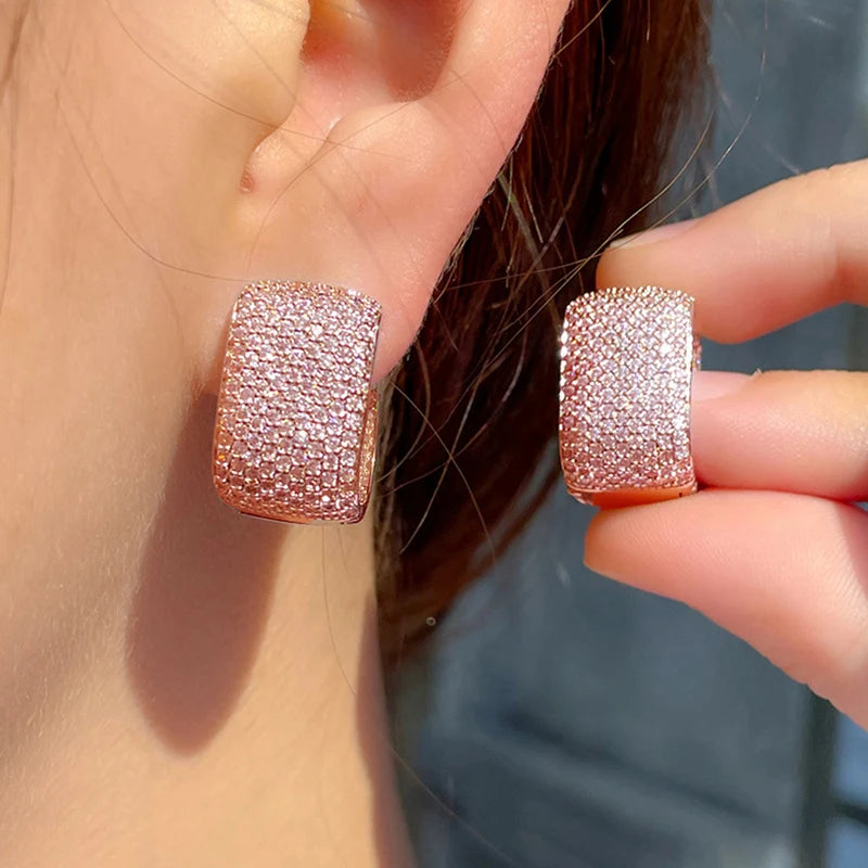 Luxury Cubic Zirconia Hoop Earrings - Brilliant Bridal Jewelry