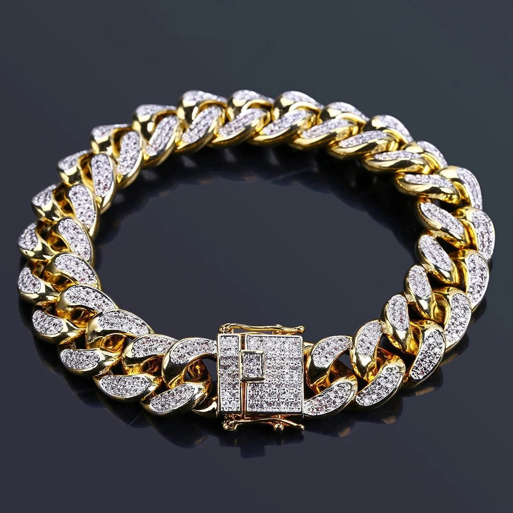 Premium Men's Cuban Link Bracelet - Iced Out Crystal Bling