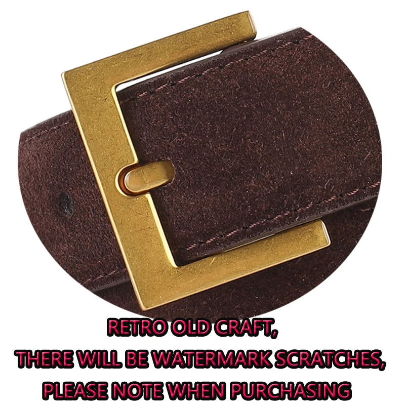 Luxury Cowhide Leather Belt - Adjustable Square Buckle