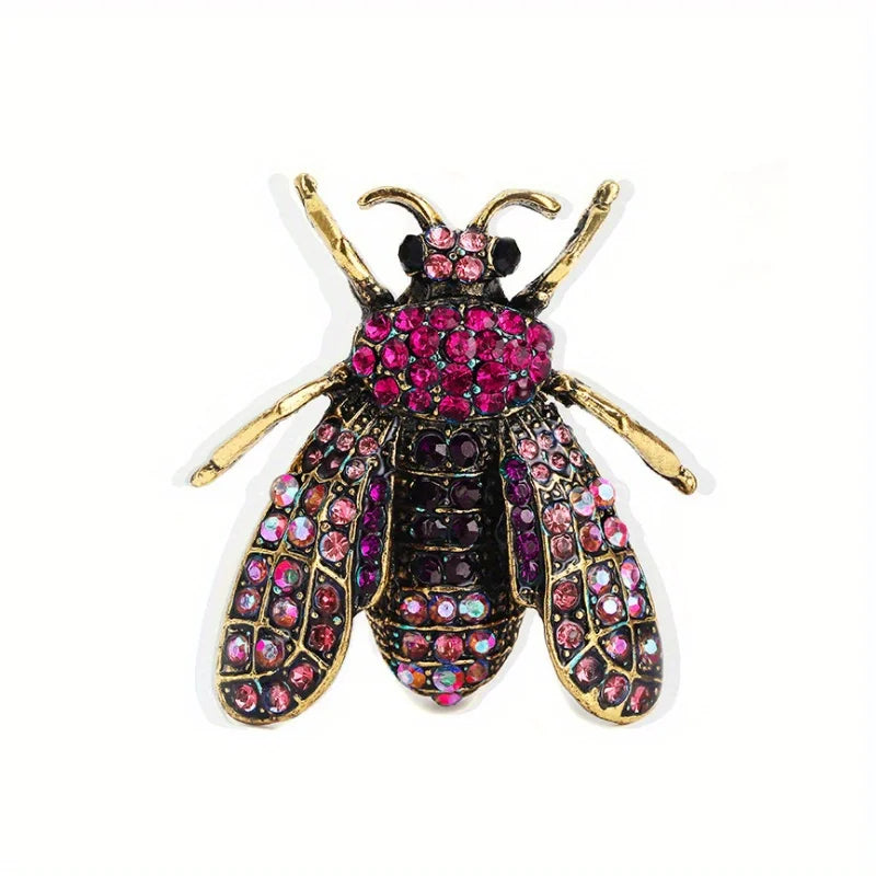 Elegant Crystal Bee Brooch Pin - Vintage Rhinestone Insect Badge