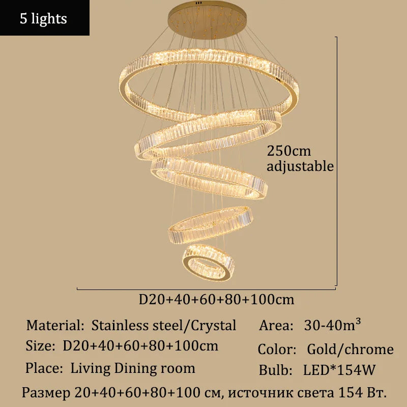 Elegant Crystal Ring Chandelier - Modern Dining Room Lighting