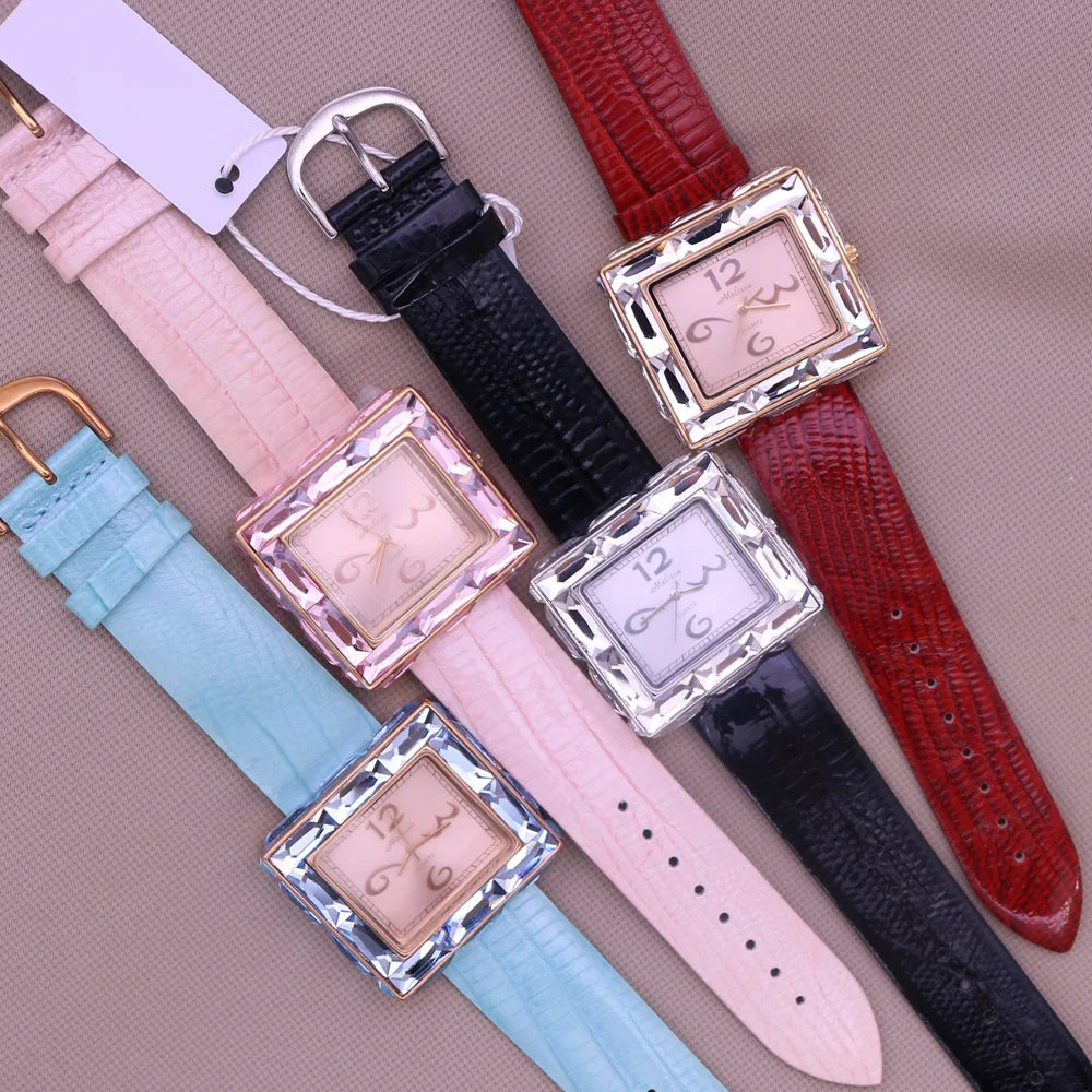 Elegant Crystal Square Watch - Rhinestone Dress Bracelet
