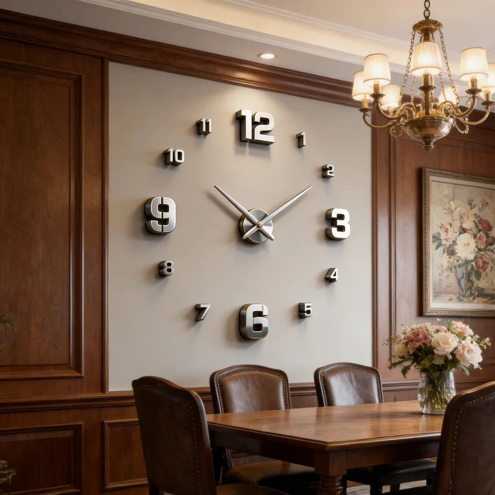 Elegant Modern Large Wall Clock - 3D DIY Quartz Design