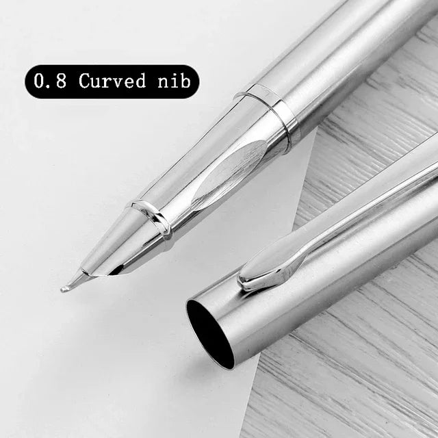 Luxury Metal Fountain Pen - Smooth Curved Nib & Signature Design