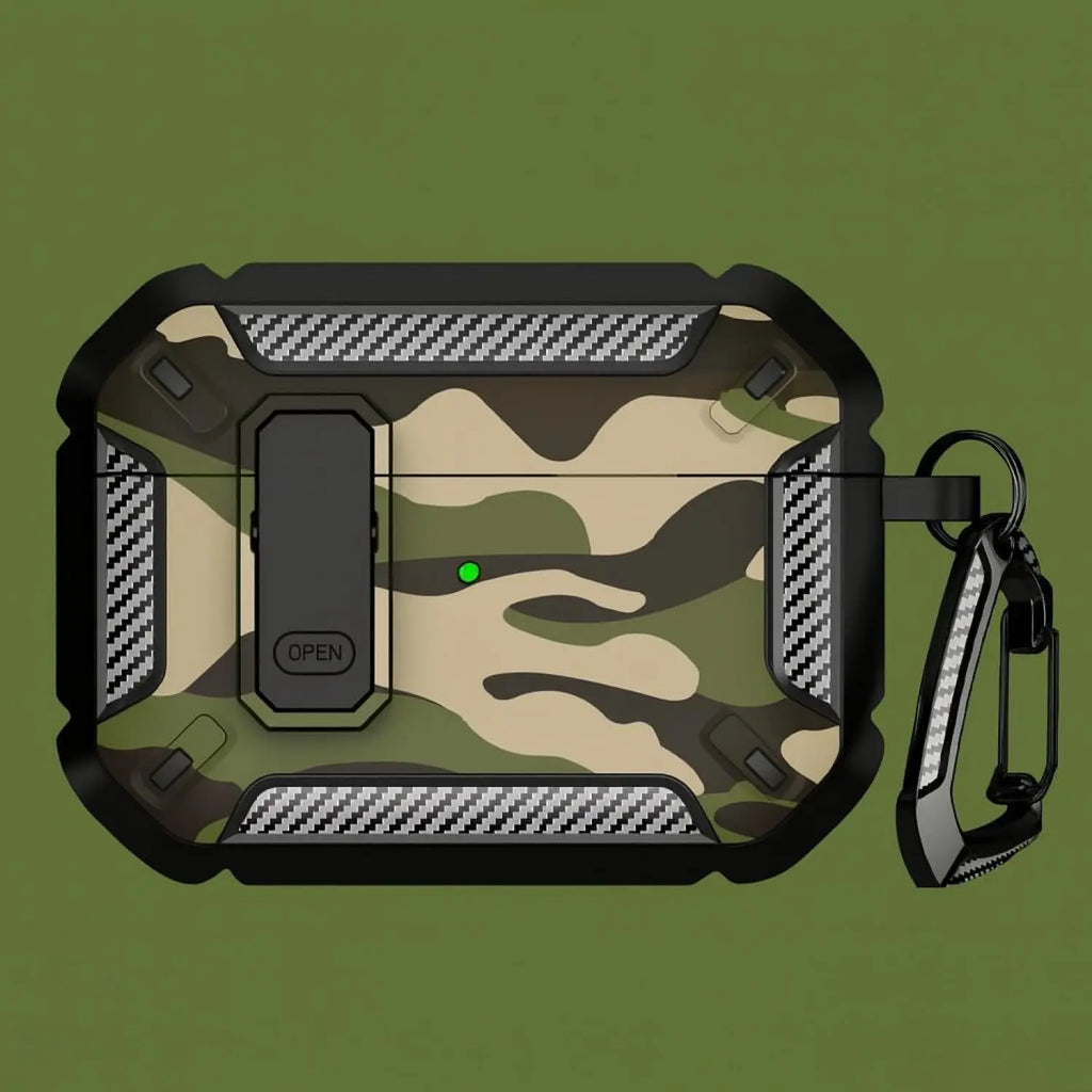 Premium AirPods Pro 3 Military Case - Camo Green with Lock