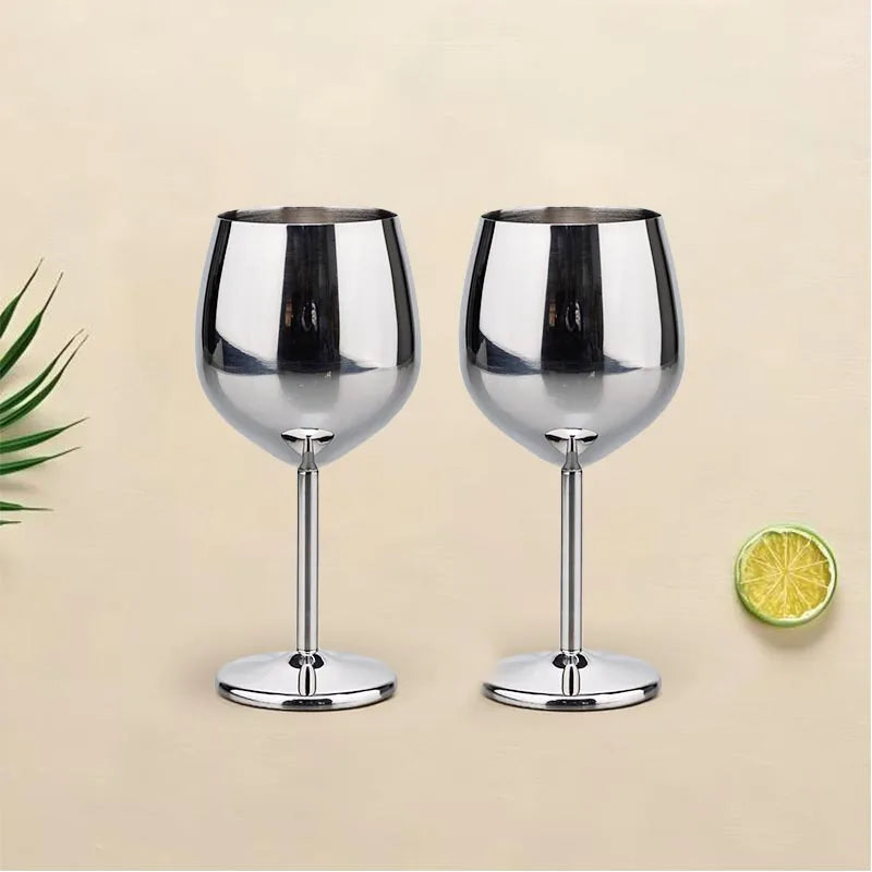 Elegant Stainless Steel Wine Goblet - Durable Metal Cup