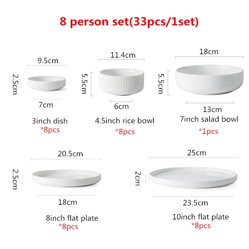 Premium Ceramic Dinnerware Set - Matte Glazed Japanese Style