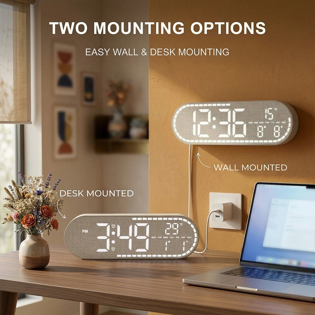 Premium Digital Wall Clock - Multi-functional LED Display