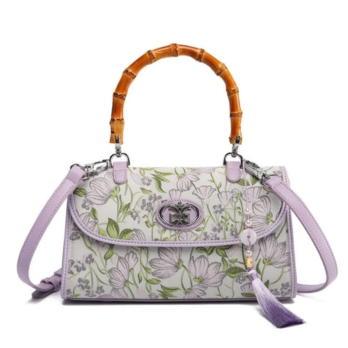 Elegant Embroidered Bamboo Knot Handbag