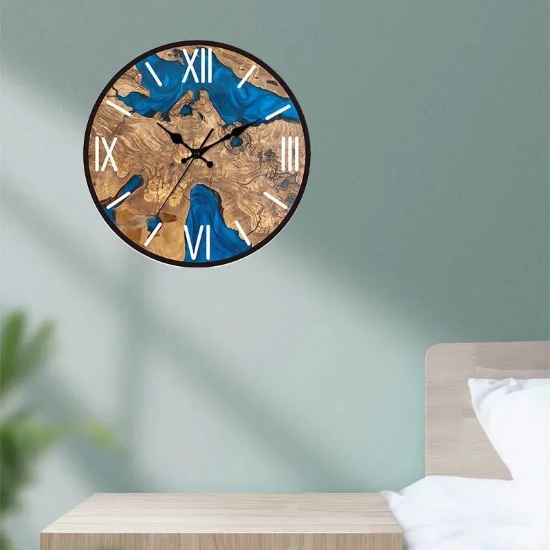 Premium Luxury Wood Grain Wall Clock - Transparent Acrylic Design