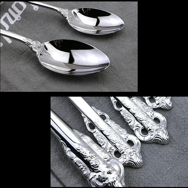 Elegant Vintage Gold Flatware Set - Stainless Steel Luxury