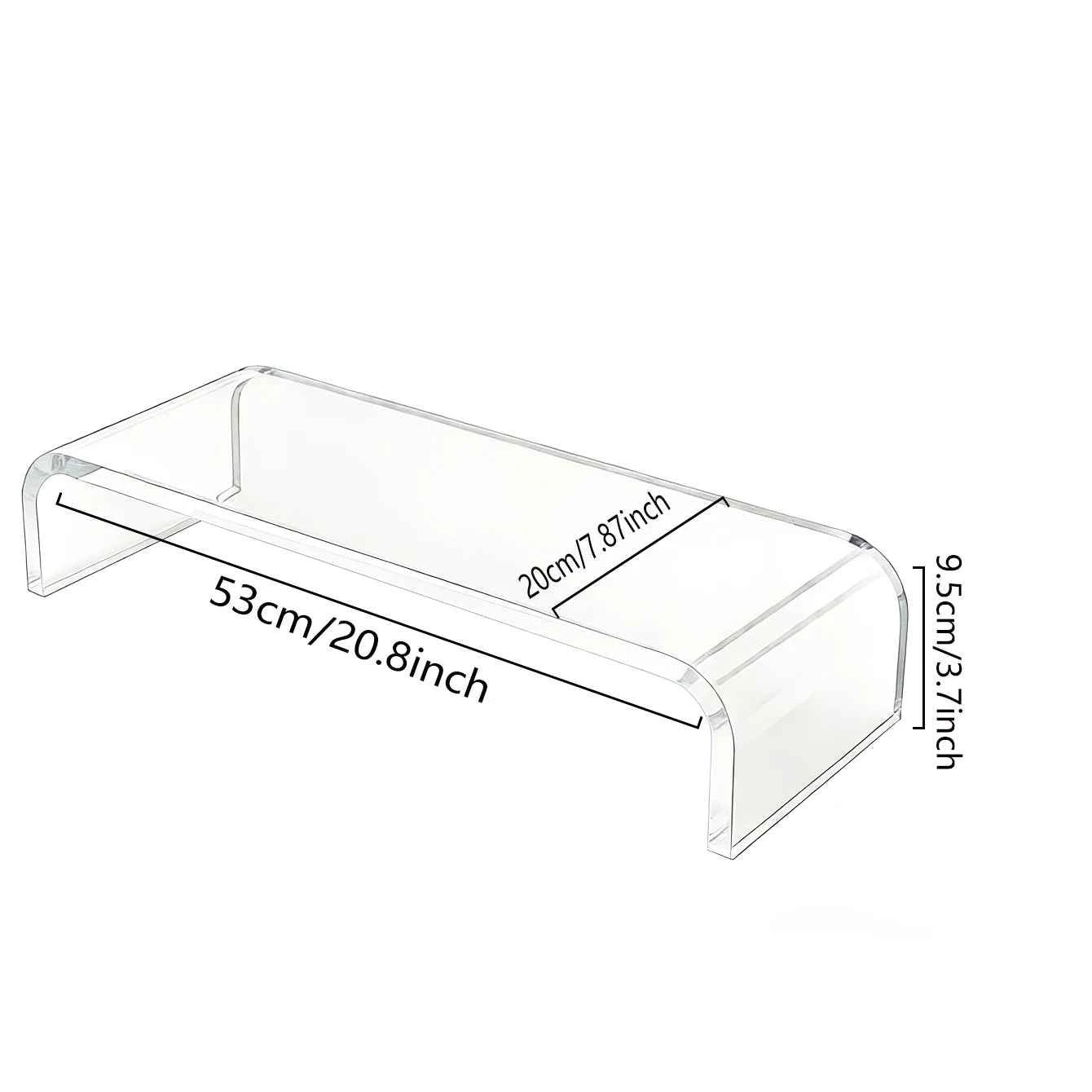 Acrylic monitor stand, laptop lift - transparent PC stand with sturdy platform, suitable for home office, keyboard and mouse sto
