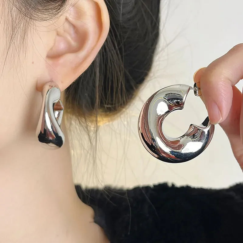 Elegant Geometric Hoop Earrings - Modern Irregular Circle Jewelry