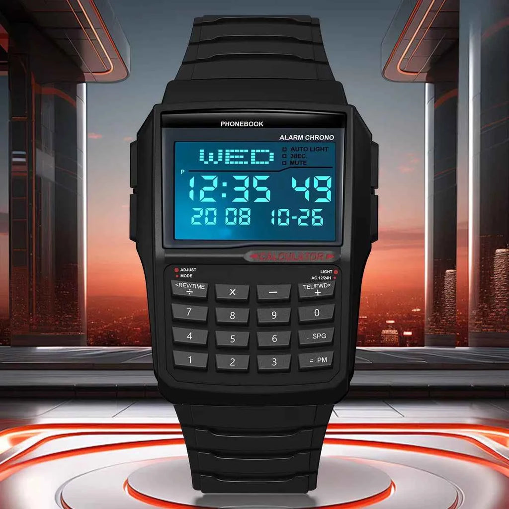 Retro Digital Calculator Watch - Sleek LED Sports Timepiece