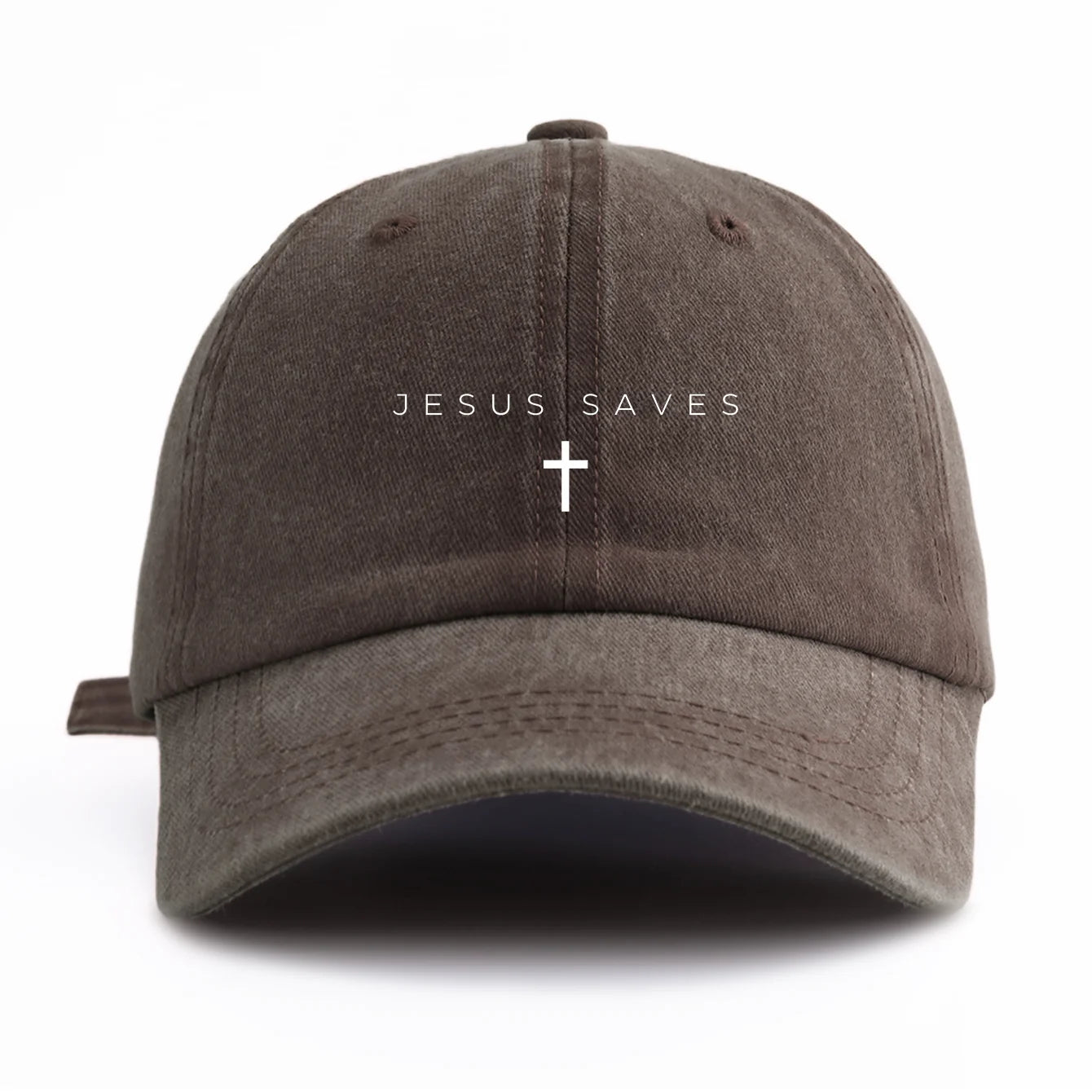 1pc JESUS SAVES Print Washed Baseball Cap for Adults,Minimalist Retro Style Casual Soft Adjustable Dad Hat, Perfect As Gift - Tulique