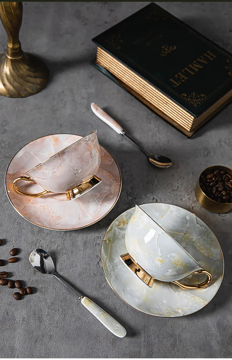 Elegant Bone China Coffee Set - Light Luxury European Style