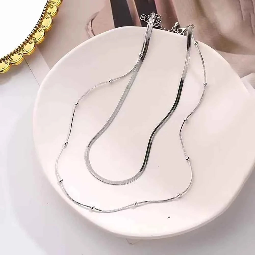 Luxury 14K Gold Plated Multi Layer Round Beads Necklace
