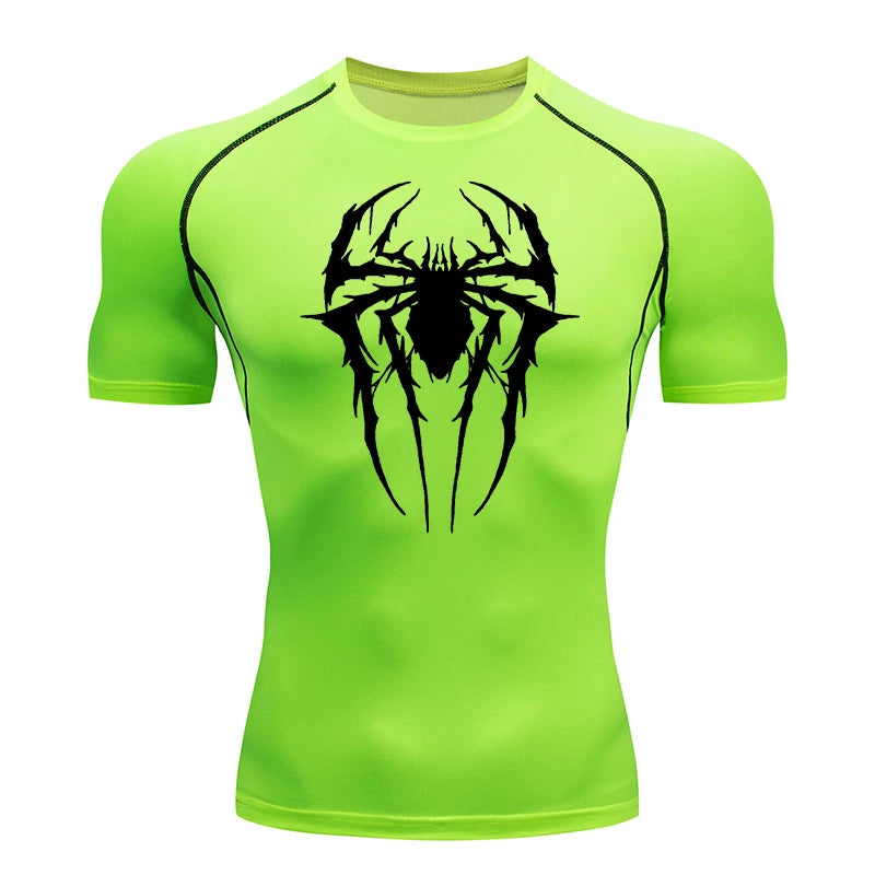 Premium Men's Spider Graphic Compression Shirt - Quick Dry Rash Guard