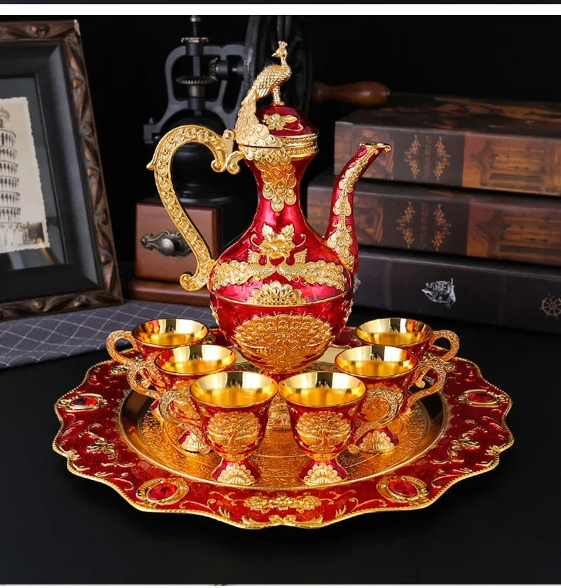 Elegant European Metal Wine Set - Retro Home Decor
