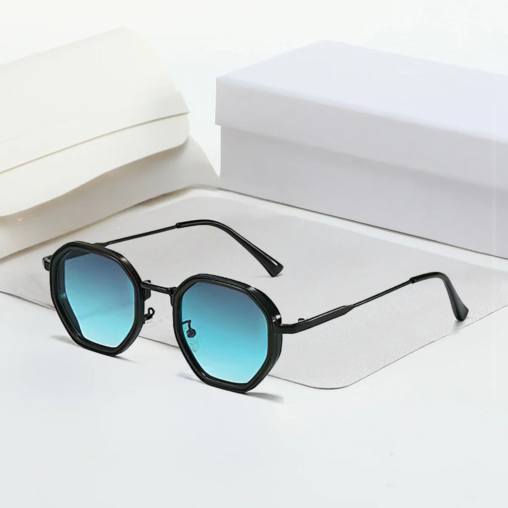 Modern Vintage Sunglasses for Women - Octagonal Golden Edging
