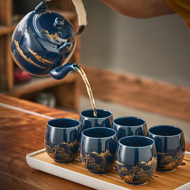 Premium Ceramic Tea Set - Large Capacity Beam Pot