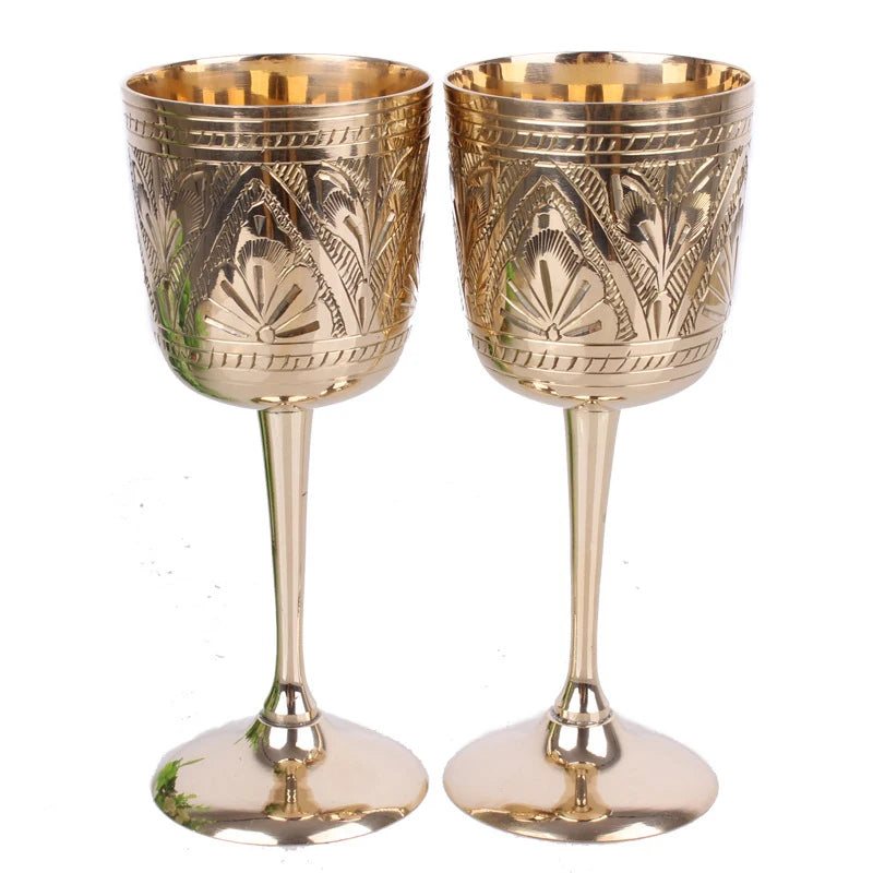 Elegant Pure Brass Wine Glass - Handmade Small Goblet