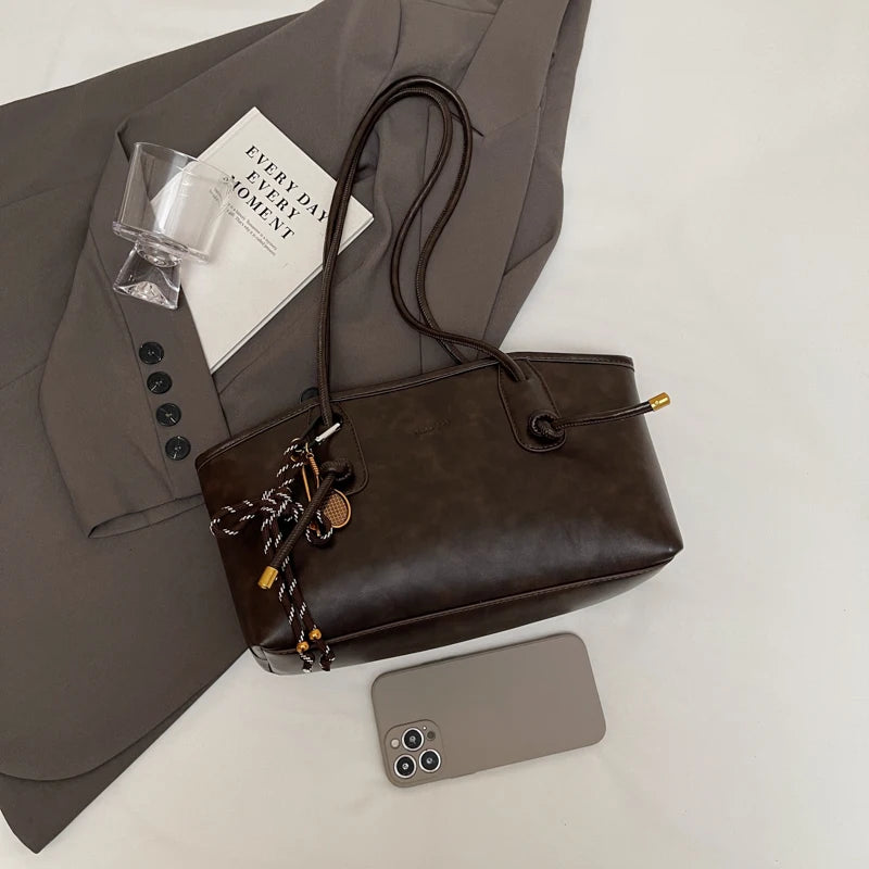 Women’s PU Leather Shoulder Bag - Y2K Retro Crossbody Bag Tote Handbag - Tulique
