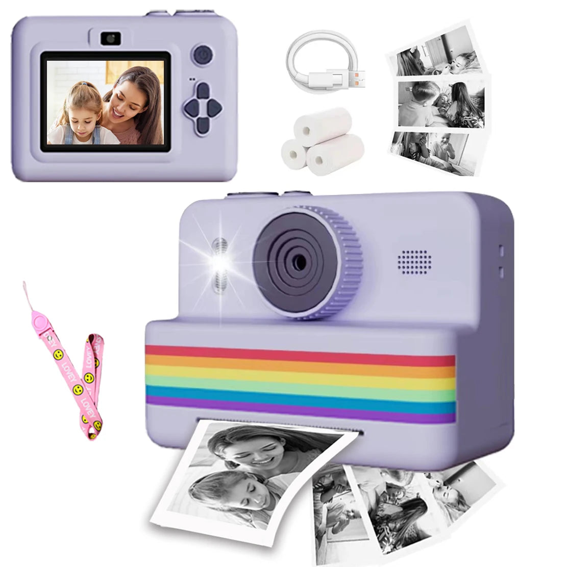 Instant Print Kids Camera - 2.8 Inch HD Portable Thermal Toy