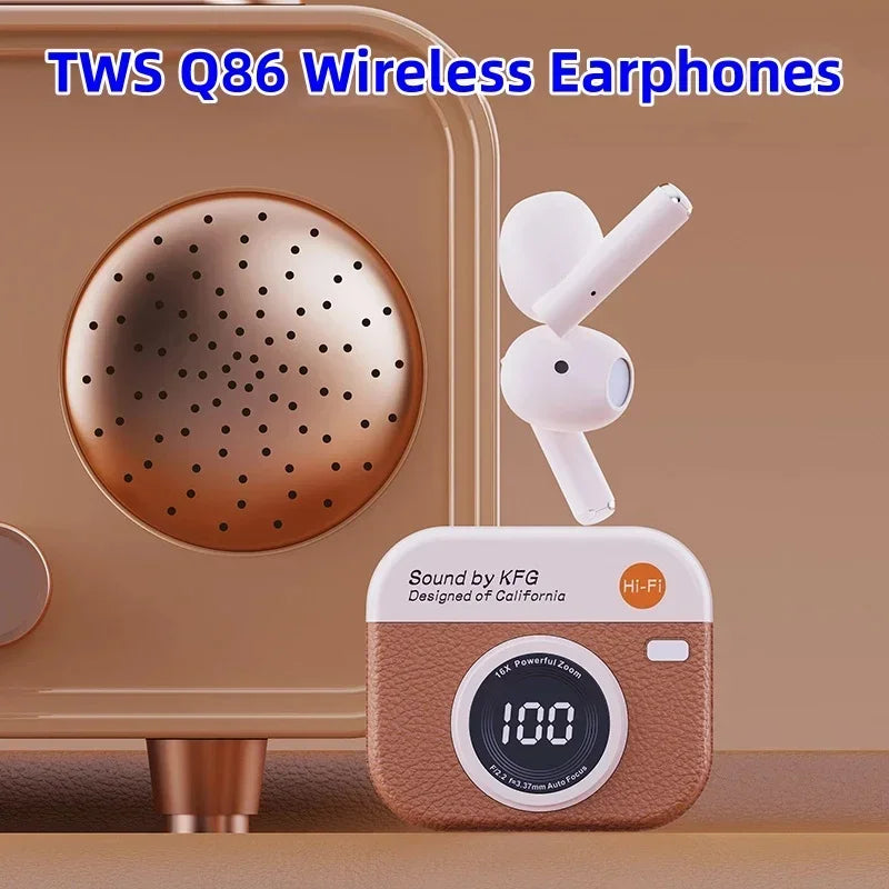 Retro Camera Wireless Sports Headphones - Sweatproof & Long Battery