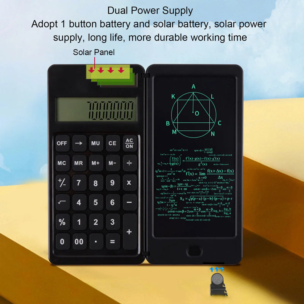Premium Solar Desktop Calculator with Writing Tablet