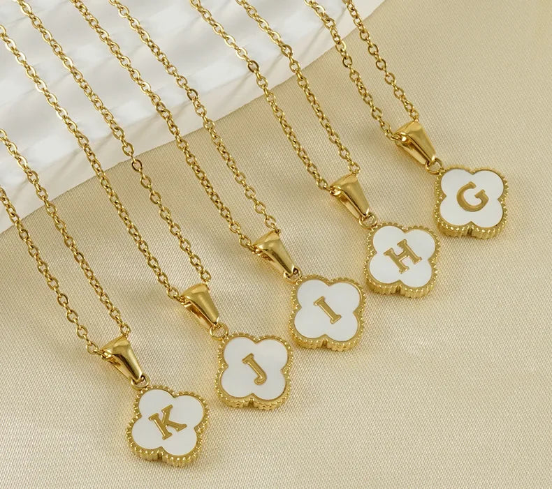 Elegant Initial Letter Necklace - Lucky Shell Gold Pendant