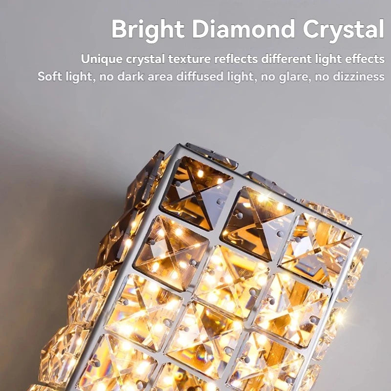 Elegant Crystal Wall Lamp - Dimmable Eye Care Lighting