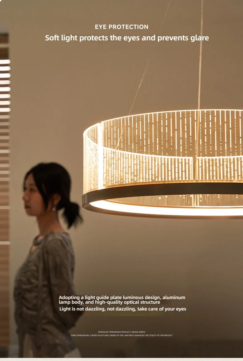 Elegant Modern LED Ring Chandelier - Dimmable Luxury Lighting