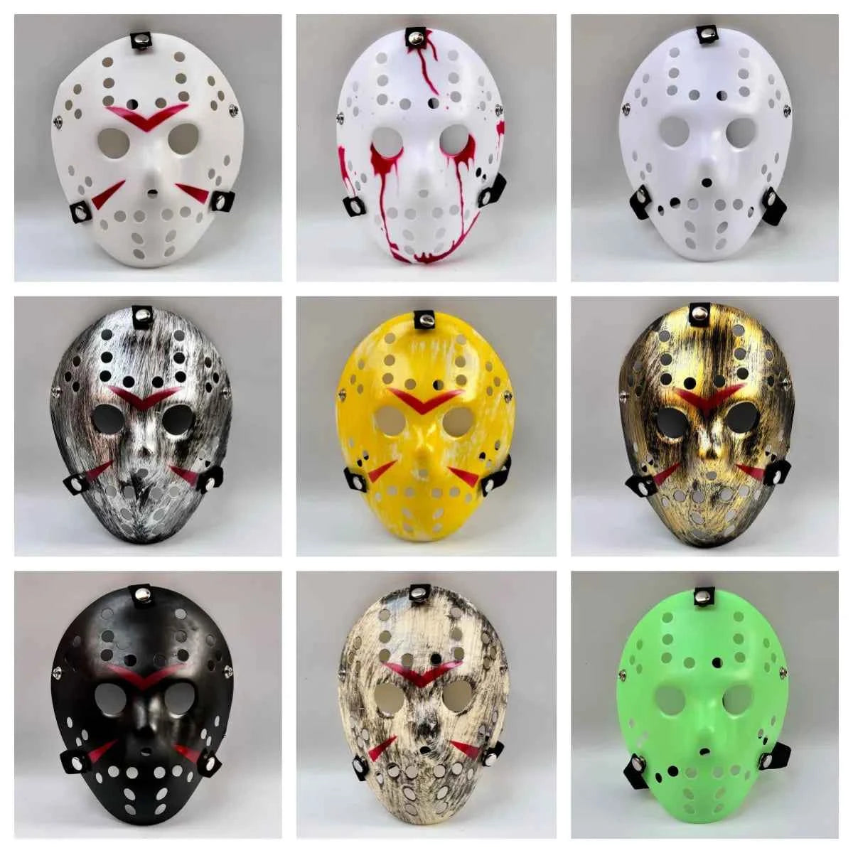 Vintage Distressed Halloween Horror Mask with Hollow Hole Design