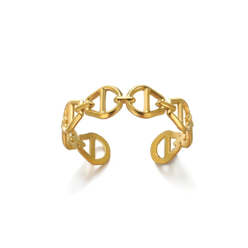 Luxury Classic Gold Stainless Steel Ring for Women