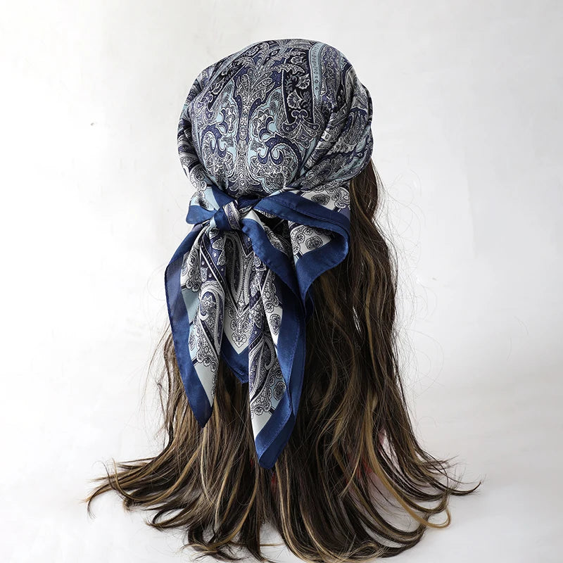 Luxury Square Silk Scarf - Satin Hair Bandana & Neckerchief